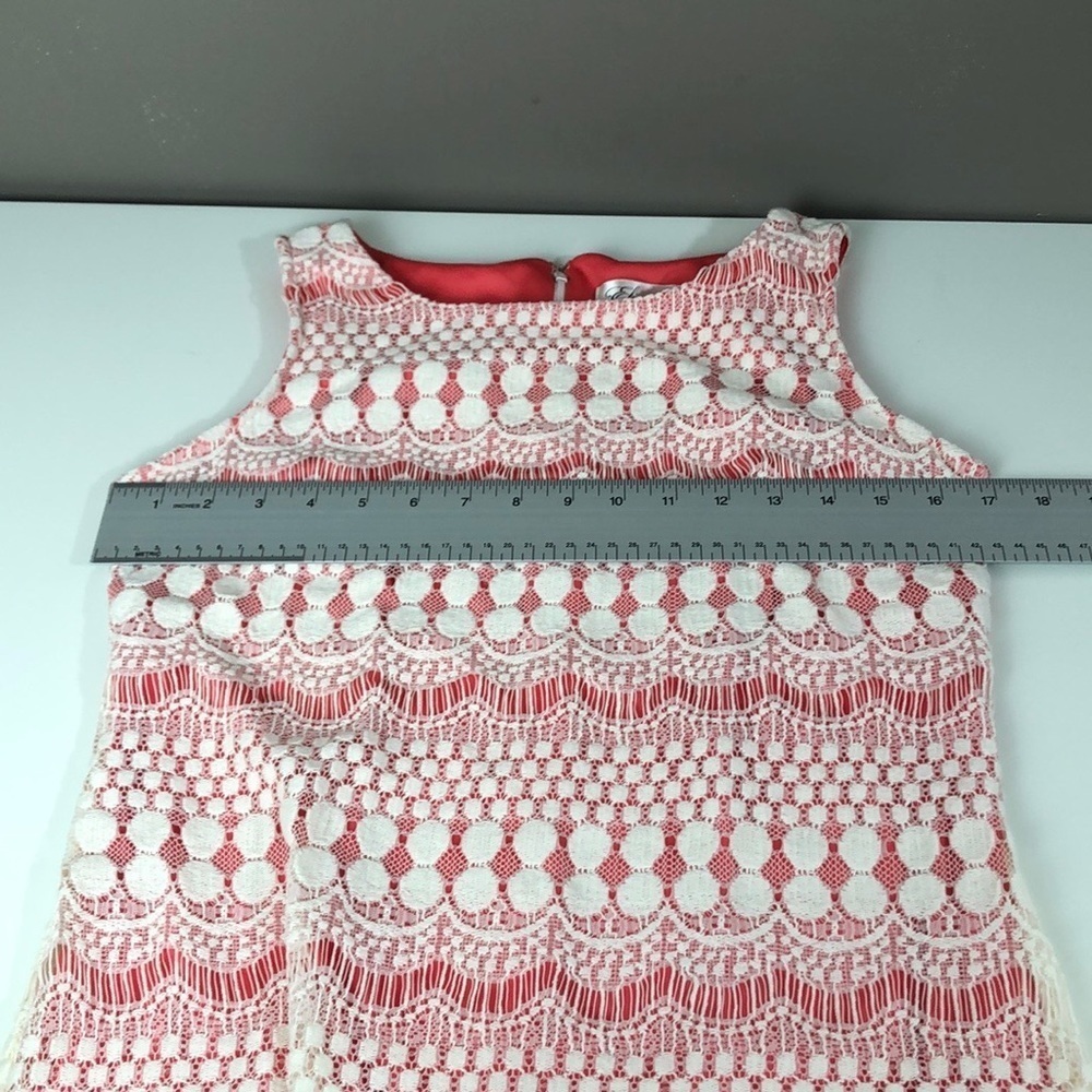 Eliza J Pinkish Orange Lace Overlay Shift Dress 6 - Picture 8 of 11